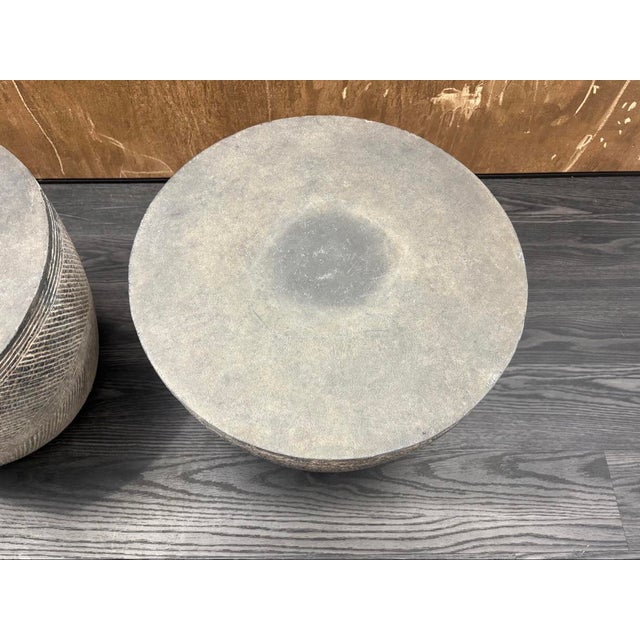 Dark Gray Rh Restoration Hardware Vetro Round Side Table – 21" Diam., Set of 2 For Sale - Image 8 of 18