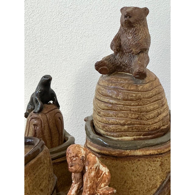 Chocolate Vintage Artisan Made Studio Pottery Circus For Sale - Image 8 of 12
