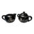 Vintage 1990s Emilia Castillo Silver Black Ceramic Toucan Sugar Bowl Creamer Set For Sale
