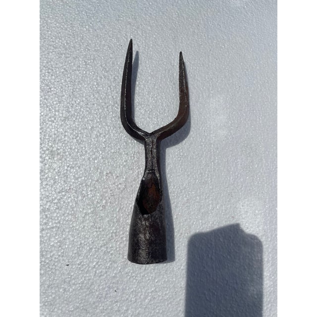 Rustic European 16th Century Medieval Iron Military Halberd Military Fork Antique 500+ Years Old Weaponry For Sale - Image 3 of 3