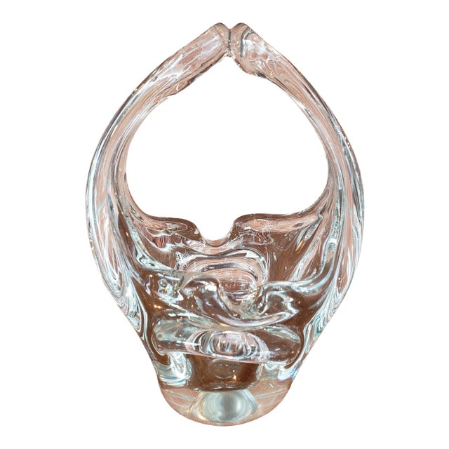 Italian Mid-Century Hand Blown Clear Glass Piece For Sale