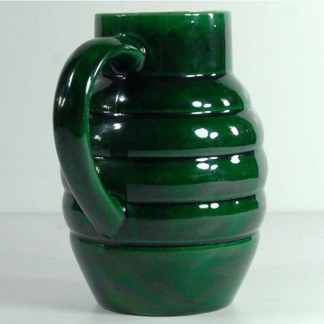 Mid-Century Modern French Green Ceramic Jug from St. Clément Lorraine, 1950s For Sale - Image 3 of 10
