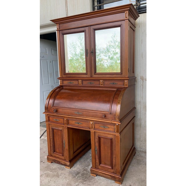 19th Century Empire Mahogany Bureau Secretary with Bookcase For Sale - Image 17 of 18