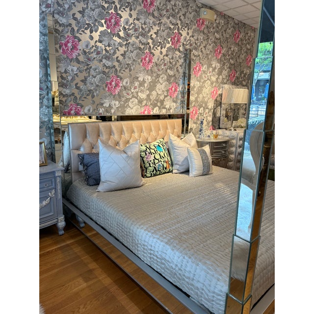 Mirrored Four Poster Bed King For Sale - Image 9 of 12