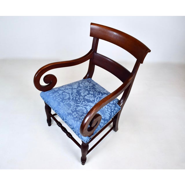 19th Century English Regency Style Mahogany Scroll Armchair For Sale - Image 5 of 12