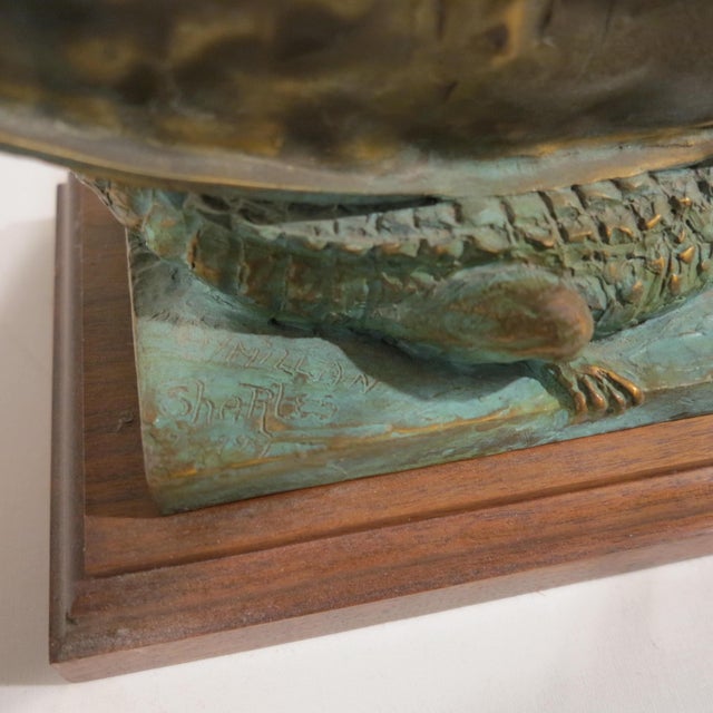 William Sharles Original Bronze Sculpture Lily Pad With Alligator For Sale - Image 9 of 18