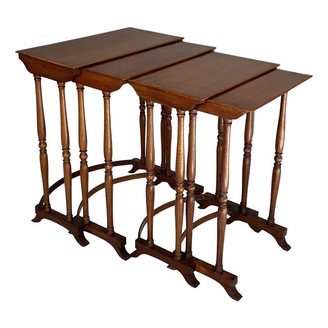 Italian Wooden Nesting Coffee Tables, Late 1800s, Set of 4 For Sale