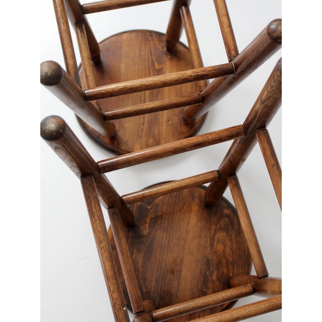 Vintage Wood Farmhouse Stools Set of 4 For Sale - Image 13 of 14
