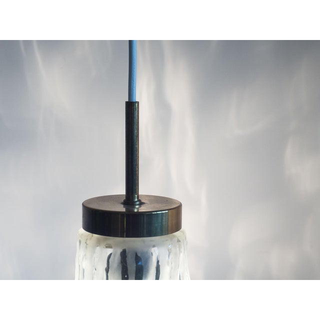 Vintage Danish Rippled Glass Pendant Lamp For Sale - Image 5 of 6