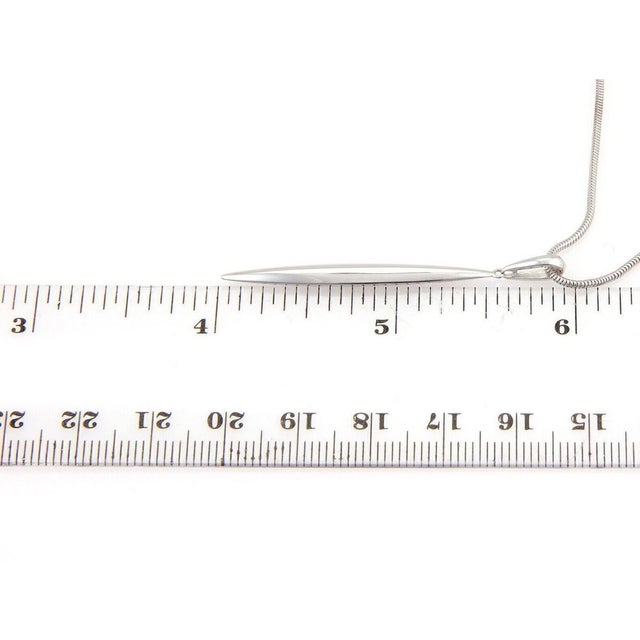 Mid 20th Century Tiffany & Co. 18k White Gold Feather Pendant Snake Chain Pendant Necklace For Sale In Miami - Image 6 of 6