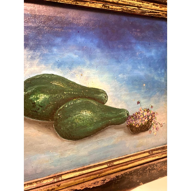 This is a beautiful original still life painted on what appears to be a reclaimed wooden architectural panel or shutter,...