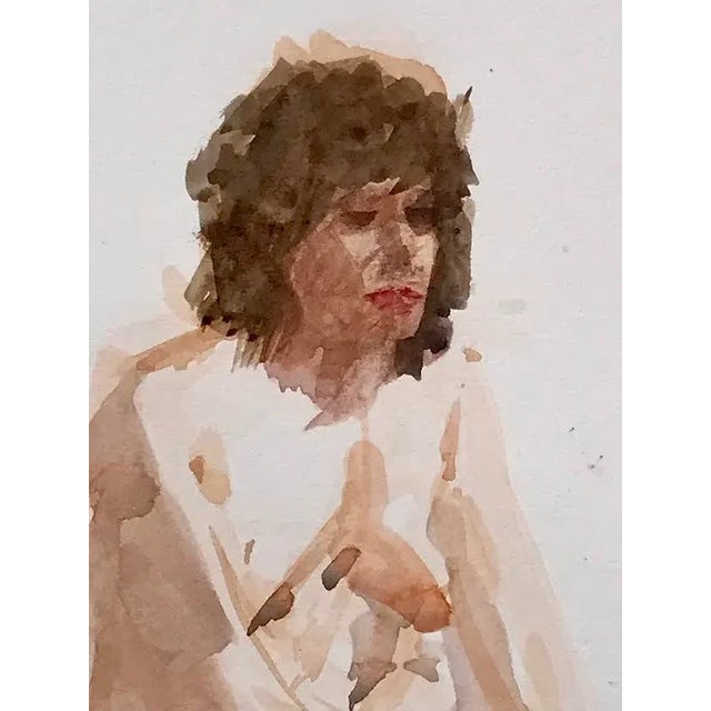 Original Vintage Watercolor Seated Female Nude by Harry Barton For Sale - Image 4 of 7