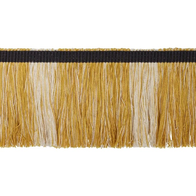Sample - Schumacher x Stephanie Seal Brown Calcada Fringe Trim in Maize For Sale