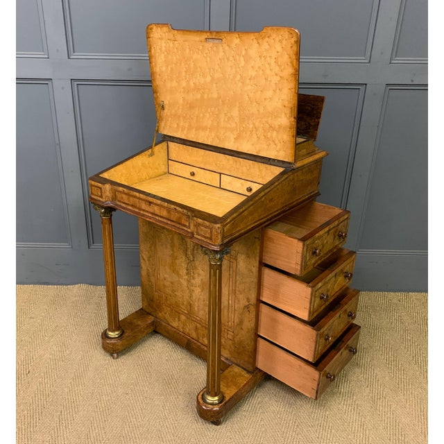 Victorian Inlaid Burr Walnut Davenport Desk, 1865 For Sale - Image 3 of 18