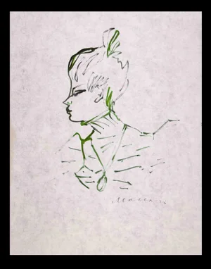 Mino Maccari, Portrait, Ink Drawing, 1970s