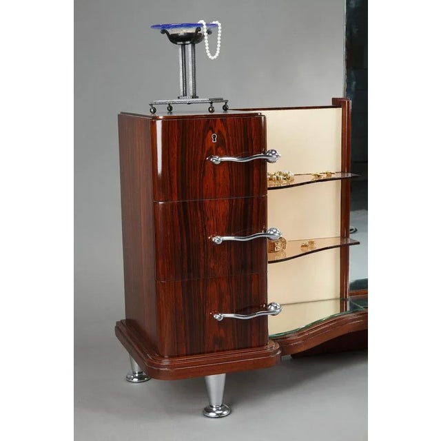 1920s Dressing Table and Chair in Macassar Ebony Veneer, Set of 2 For Sale - Image 5 of 17