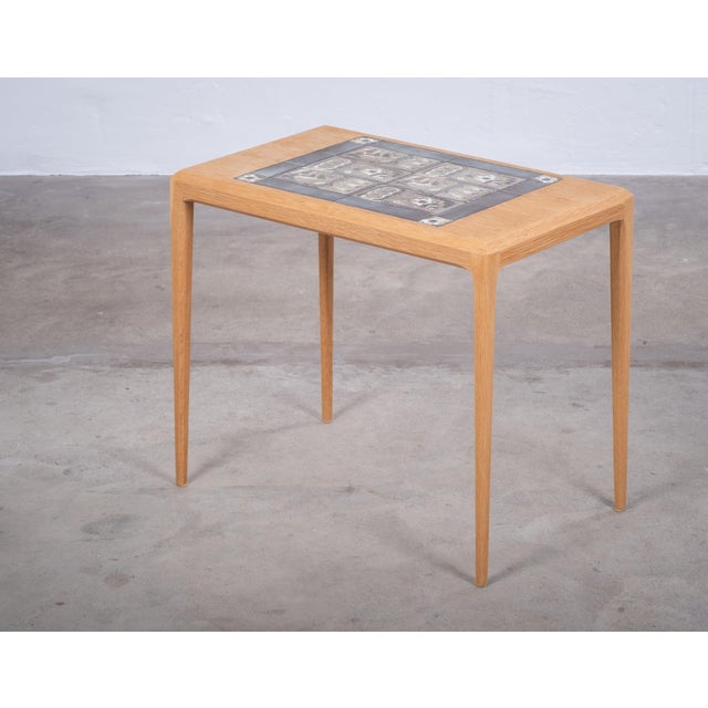 1960s Oak Side Tables with Royal Copenhagen Tiles by Johannes Andersen, 1960s, Set of 2 For Sale - Image 5 of 13