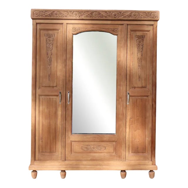 Vintage Art Deco Oak Wardrobe, 1930s For Sale