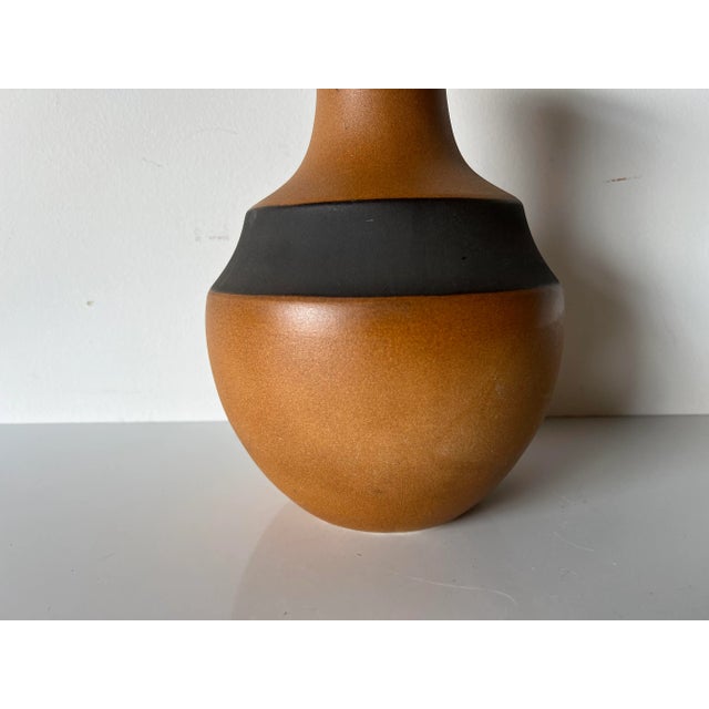 Mid-Century Modern Vintage Organic Brown and Black Matte Glaze Ceramic Vase For Sale - Image 3 of 13