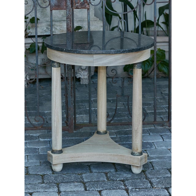 19th Century French Empire Style 19th Century Bleached Table with Marble Top and Column Legs For Sale - Image 5 of 12