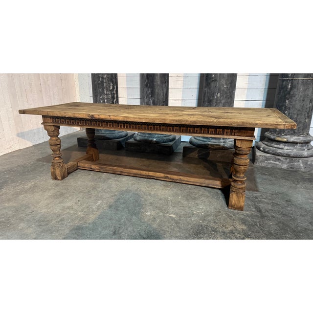 Larger Oak Farmhouse Dining Table, 1925 For Sale - Image 10 of 16