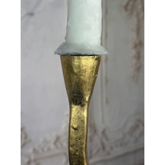 Contemporary Gilt Gold Metal Leaf Chandelier by Miamar Home - Pair For Sale - Image 3 of 15