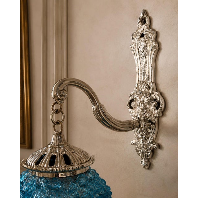 1990s French Artisan Louis XVI Silver Bronze Wall Lamps Sconces-Pair For Sale - Image 4 of 7