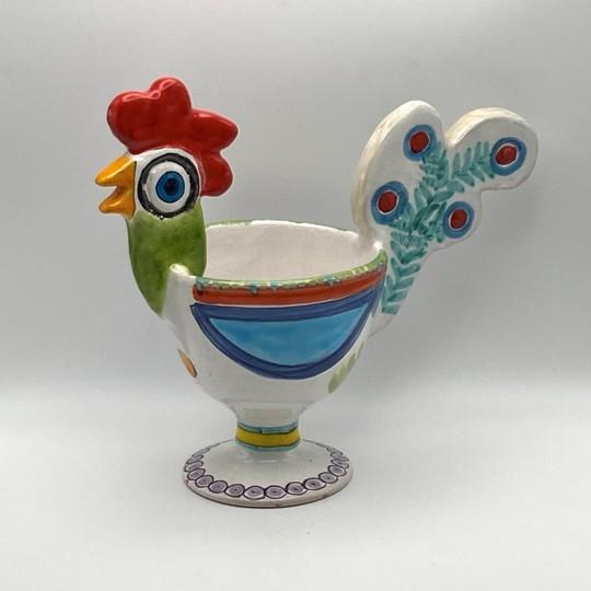 Vintage Desimone Pottery rooster bowl/centerpiece. Desimone pottery is hand-painted, and features instantly recognizable...