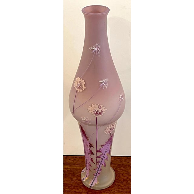 Early 20th Century Art Nouveau Lavender Dandelion Enameled Vase For Sale - Image 11 of 13