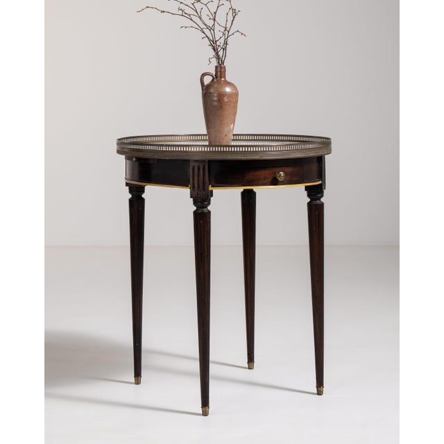 Bouillotte Table with Marble Top and Brass Accents, Antique, France, 19th Century For Sale - Image 10 of 15