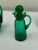 1950s Vintage Teal/ Emerald Green Crackle Glass Olive Oil or Vinegar Cruet, Vintage Mid Century For Sale - Image 4 of 9