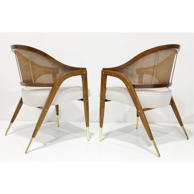 Wood Mid 20th Century Edward Wormley for Dunbar Captain Chairs- Set of 2 For Sale - Image 7 of 11