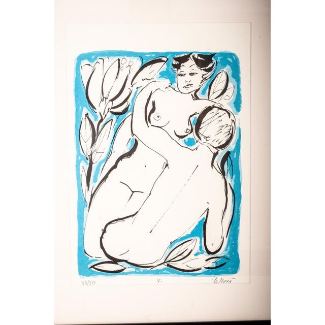 Late 20th Century Late 20th Century Limited Edition European Modernist Screenprints – Signed Ljerka Njerš – Museum Framed Statement Art Pair - Plants For Sale - Image 5 of 7