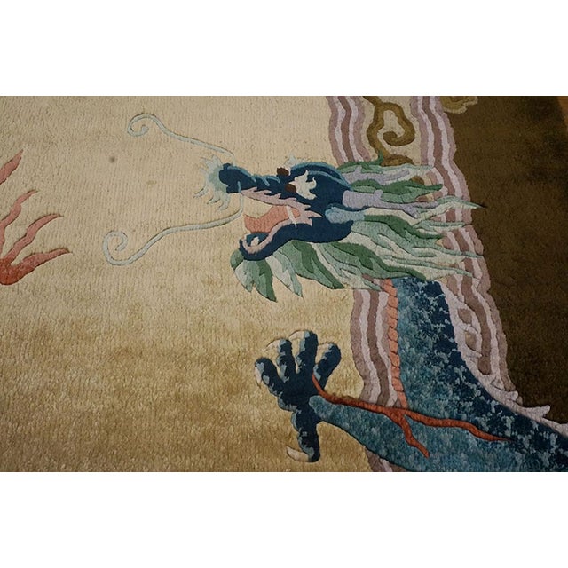 Chinese 1980s Tan Camel Dragon Vintage Silk Chinese Rug 3' X 5'2" Handwoven Carpet For Sale - Image 3 of 5