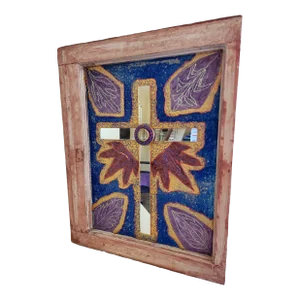 Late 20th Century Stain Glass Painting Named "Las Hojas" and Signed by the Artist "Gummer"