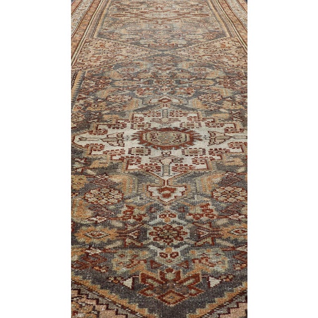 Textile Antique Persian Malayer Runner With All-Over Sub-Geometric Medallion Design 3'1 X 13'0 For Sale - Image 7 of 13