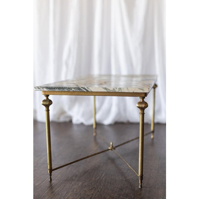 Vintage Brass and Marble Rectangle Coffee Table For Sale - Image 4 of 12