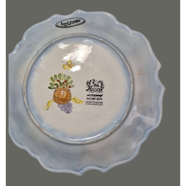 Vintage "Ma Maison" Hand Painted Collection Garden Scene Scalloped Edge Platter For Sale - Image 10 of 11