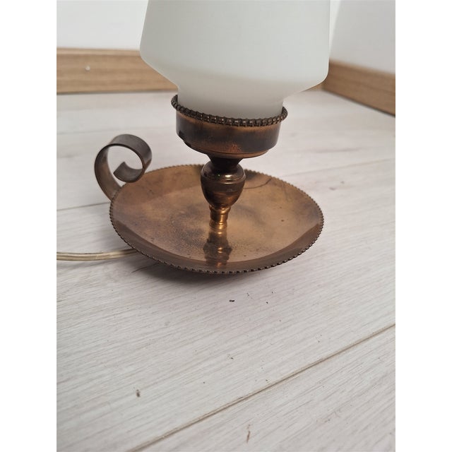 Mid-Century Modern Brass Bugia Table Lamp with Opal Glass from Stilnovo, 1950s For Sale - Image 3 of 11