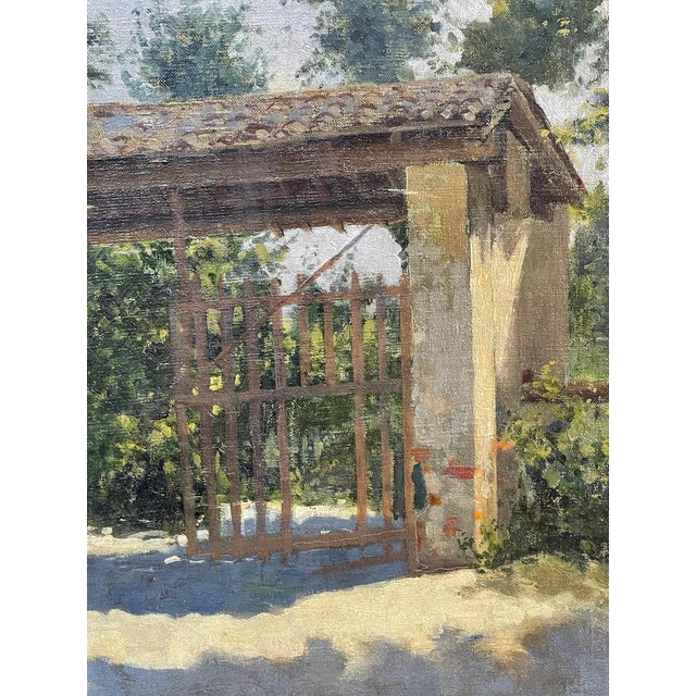 Modern Country Gate, Oil Painting on Canvas, Early 20th Century, Framed For Sale - Image 3 of 5