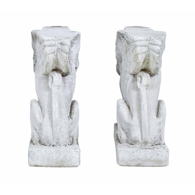 Vintage Stone Garden Lion Pedestals, 1920, Set of 2 For Sale - Image 4 of 10