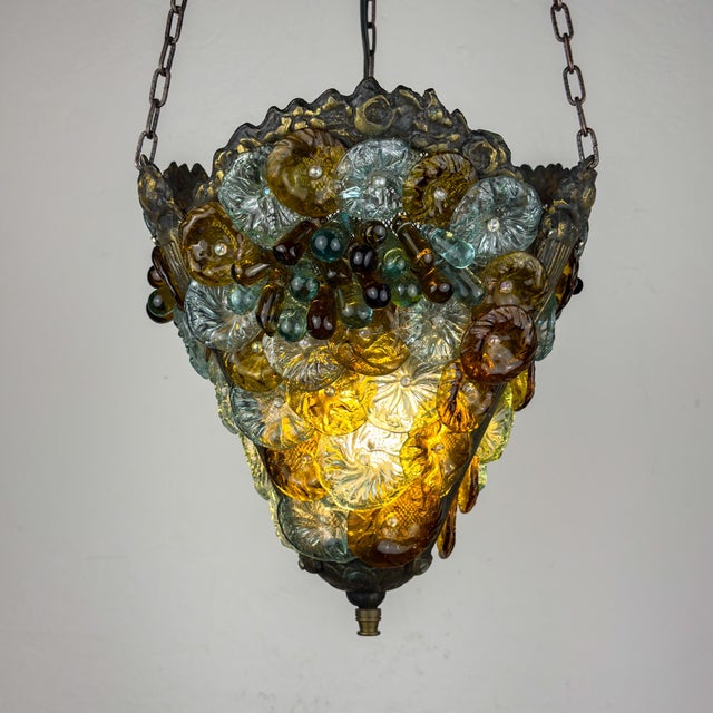 Antique Murano Glass Pendant Lamp, Italy, 1910s For Sale - Image 6 of 18
