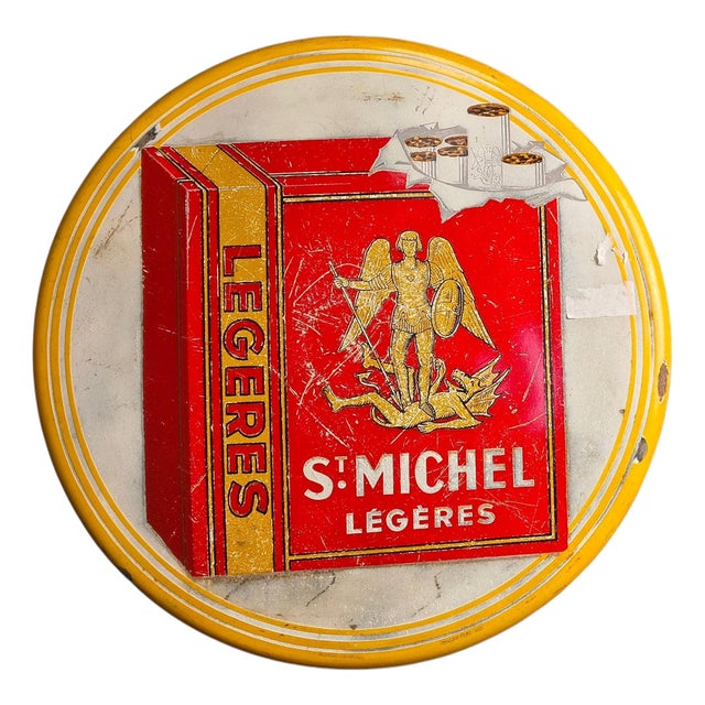 Enamel Sign for St Michel Cigarettes, 1953 For Sale
