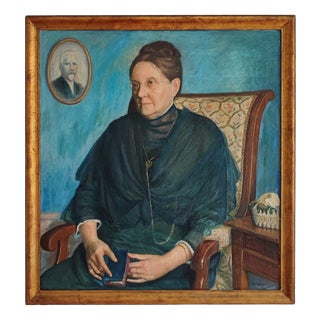 Paul Théophile Robert, Seated Lady with Glasses, Oil on Canvas, Framed For Sale