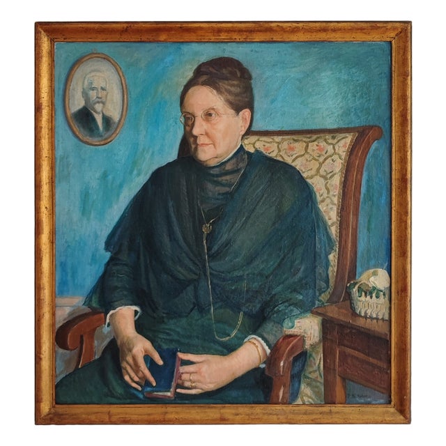 Paul Théophile Robert, Seated Lady with Glasses, Oil on Canvas, Framed For Sale