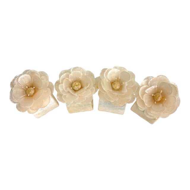 Capiz Flower Napkin Rings - Set of 4 For Sale