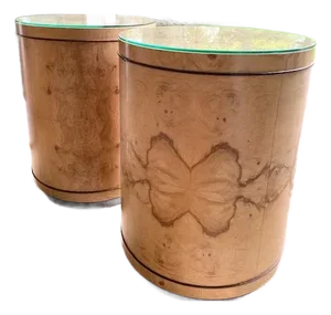 A Pair of Henredon Burlwood Side Tables Drinks Tables With Glass Tops