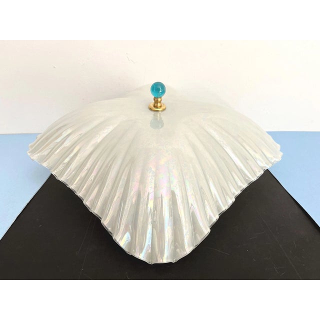 Opalescent Fluted Glass Shell Flush Light For Sale - Image 9 of 18