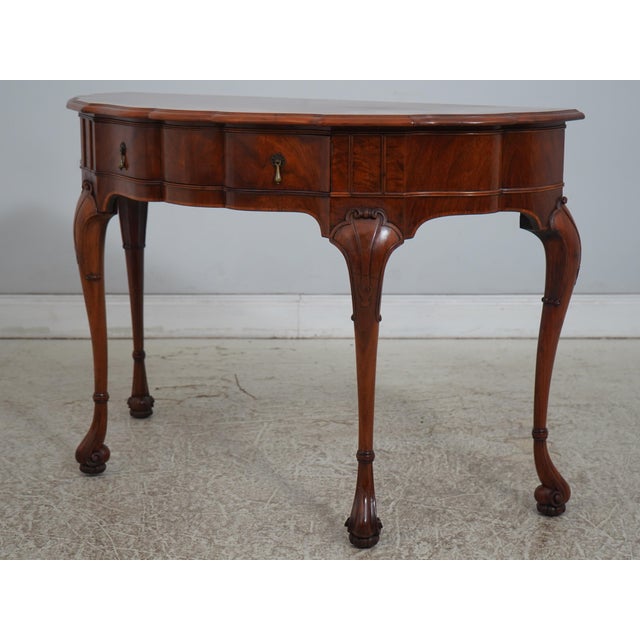 Queen Anne Vintage Burl Walnut George II 1 Drawer Console Table For Sale - Image 3 of 18