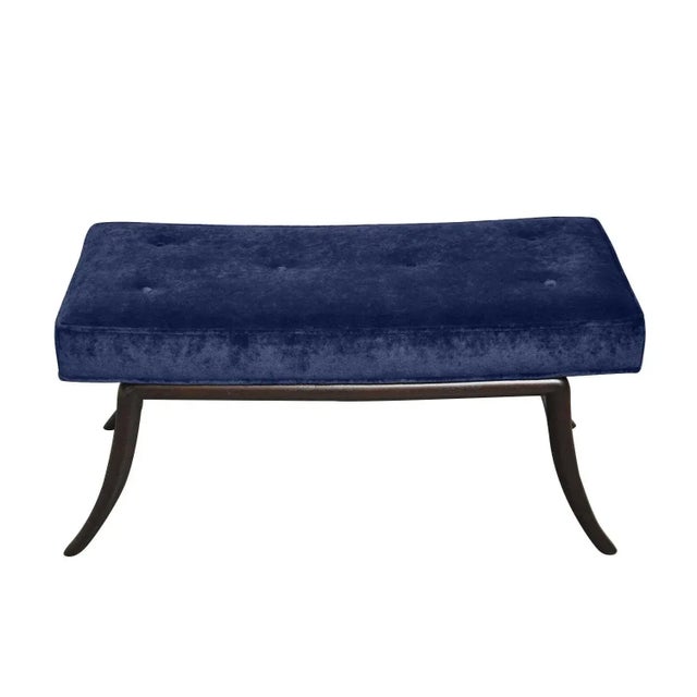 Mid-Century Modern bench.. Mid-century style at its finest! Frame is made of alder with a matte black finish, and...